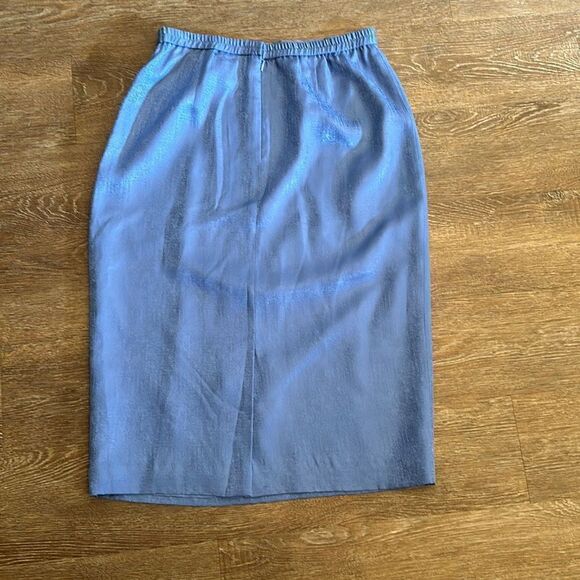 Adrianna Papell blue silk midi skirt 10 - Picture 3 of 7